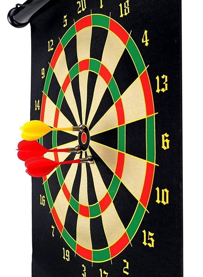 AASHRAY Magnetic Power with Double Faced Portable and Foldable Dart Game with 4 Colourful Non Pointed Darts for Kids, Multi Colour, 14-Inch - Image 4